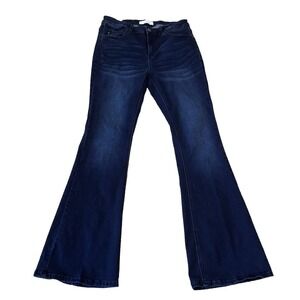 Kancan Women's 13/31.5(30) High Waisted Flare Jeans Medium Dark Wash Denim